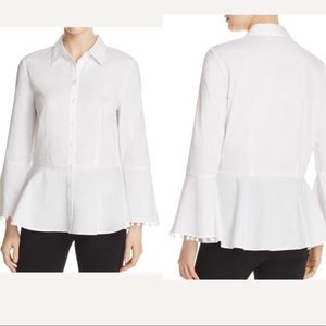 Marled by Reunited Peplum top Pompoms White Small